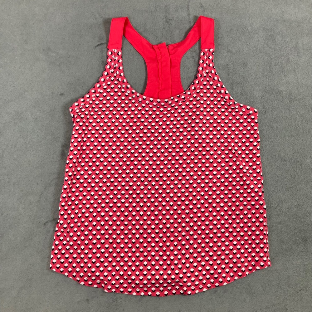 Banana Republic Womens XS Geometric Diamond Print Racerback Zip Back Tank Top